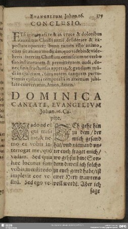 Dominica Cantate, Evangelium Johan. 16. Capite