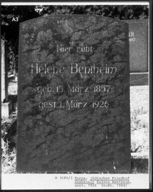 Grabstein der Helene Bentheim (gestorben 1926.03.01)