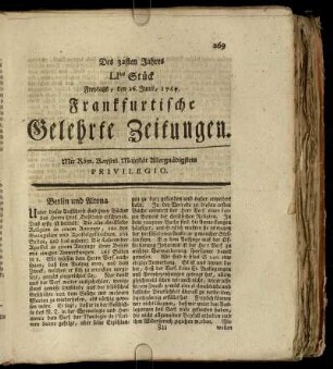 LItes Stück Freytags, den 26. Junii, 1767. - LXtes Stück Dienstags, den 28. Julii, 1767.