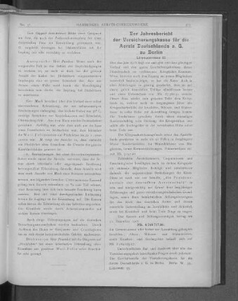 Der Jahresbericht der Versicherungskasse für die Aerzte Deutschlands a.G. zu Berlin