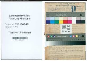 Entnazifizierung Ferdinand Tillmanns , geb. 25.12.1896 (Inspektor)