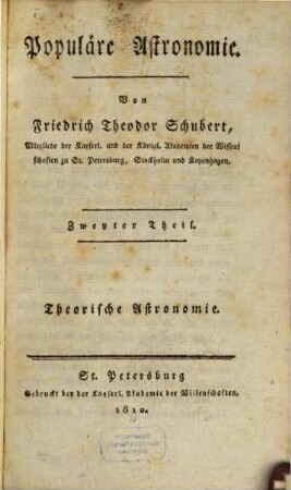 Populäre Astronomie, 2. Theoretische Astronomie