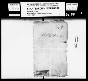 Fragmente zur Wertheimer Renteirechnung gehörig