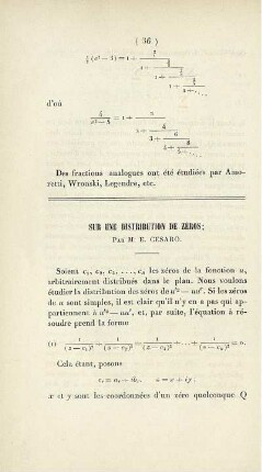 Sur une distribution de zéros.