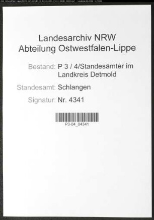 Sterberegister Standesamt Schlangen