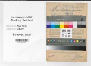 Entnazifizierung Josef Schreven , geb. 07.10.1913 (Wagenmeister)