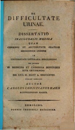 De difficultate urinae : diss. inaug. med.