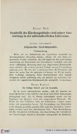 Erster Teil: Symbolik des Kirchengebäudes und seiner Ausstattung in der mittelalterlichen Litteratur