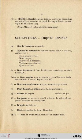 Sculptures-Objets Divers (Nr. 79-94)