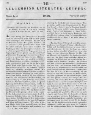 Niebuhr, B. G.: Geschichte des Zeitalters der Revolution. Vorlesungen an der Universität zu Bonn im Sommer 1829. Hamburg: Agentur des Rauhen Hauses 1845