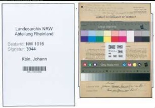 Entnazifizierung Johann Kein , geb. 15.09.1895 (Schreiner)
