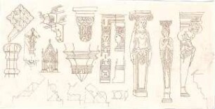 Zocher, Ernst; Architektur- Ornament- und Figurenstudien - Säulen (Details)