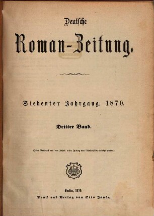 Deutsche Roman-Zeitung. 1870,3 = Jg. 7