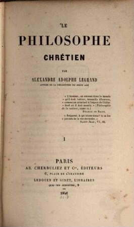 Le philosophe chrétien, 1