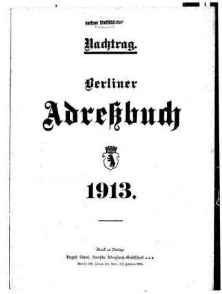 Nachtrag Berliner Adreßbuch 1913