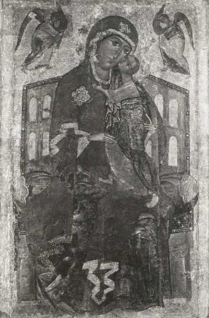 Gottesmutter von Tolga : Gottesmutter von Tolga. Ikonenmalerei; 139,5 x 91,6 cm (1301/1400; Schule von Jaroslawl). Moskau: Tretjakow-Galerie