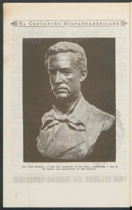 [Escultura de] Juan Montalvo : El Cervantes hispanoamericano