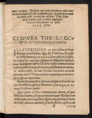 Censura Theologorum Wirtenbergensium.