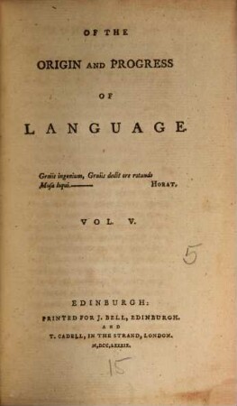 Of the Origin and progress of languages, 5.