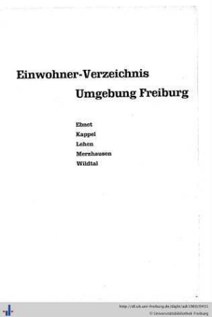Einwohnerverzeichnis Umgebung Freiburg.