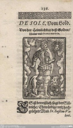 DE SOLE, Vom Gold. Von der Heimlichkeit deß Goldes/
