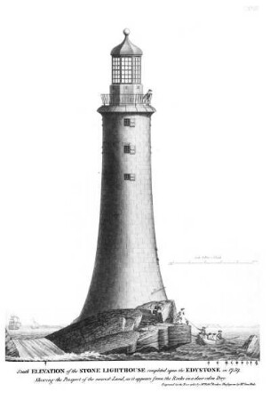 No. 8. South Elevation of the Stone Lighthouse completed upon the Edystone in 1759. [...]