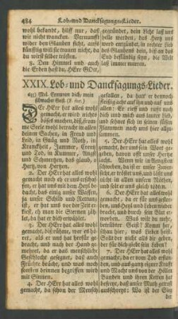XXIX. Lob- und Dancksagungs-Lieder