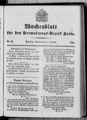 Nr. 46, Ausgabe vom 17. November 1849