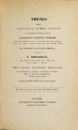 Theses. 1878/79, Fac. medica