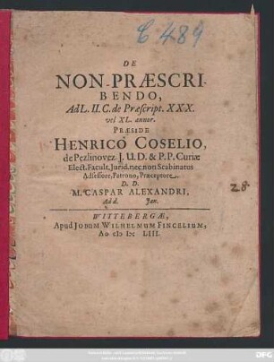 De Non-Praescribendo, Ad L. II. C. de Praescript. XXX. vel XL. annor.