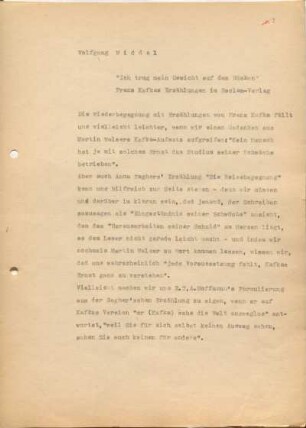 [W160]: "Ich trug mein Gesicht auf dem Rücken" : Franz Kafkas Erzählungen im Reclam-Verlag