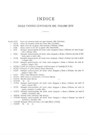 INDICE DELLE TAVOLE CONTENUTE NEL VOLUME XVII