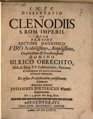 Dissertatio de clenodiis S. Rom. Imperii