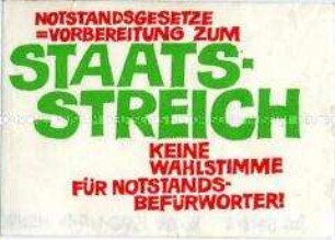 Aufkleber gegen die Notstandsgesetze