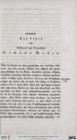 CXXXVIII. Das Leben des Bildhauers und Baumeisters Simone Mosca
