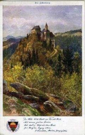 Die Festenburg, mit Versen. Postkarte des Deutschen Schulvereins Nr.140