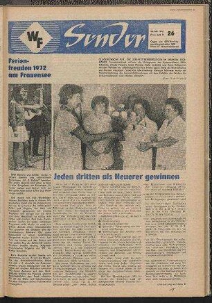 Betriebszeitung 'WF-Sender', Nr.26/1972 (16. Juli 1972)