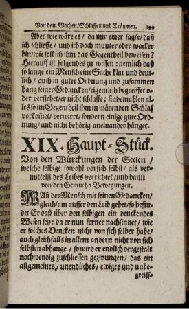 XIX. Haupt-Stück. Von den Würckungen der Seelen [...] und dann von den Gemüths-Bewegungen