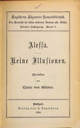 Alessa : Keine Illusionen. Novellen
