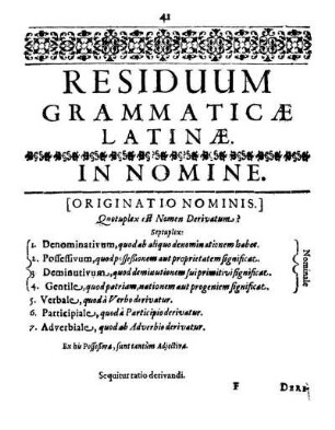 Residuum Grammaticæ Latinæ.