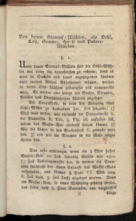 Von denen Stampf-Mühlen, als Oehl, Loh, Gewürz, Hierse und Pulver-Mühlen.