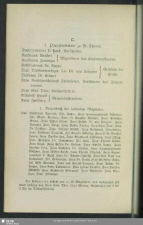 I. Parochialverein zu St. Thomä
