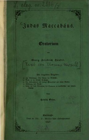 Judas Maccabäus : Oratorium v. Georg Friedrich Händel, 2