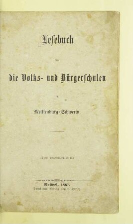 Lesebuch für die Volks- und Bürgerschulen in Mecklenburg-Schwerin
