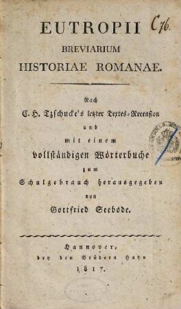 Eutropii Breviarium Historiae Romanae