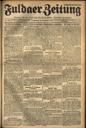 Ausgabe vom Samstag, den 12. September 1925.