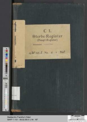 Sterberegister Stadt Frankfurt (Oder) 1930, Urkunde 1-460