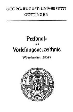 WS 1950/51: Personal- und Vorlesungsverzeichnis ...