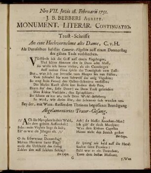 Nro VII. Jovis 18. Februarii 1751.