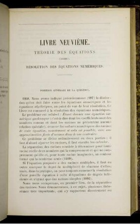 Livre Neuvième. Théorie Des Èquations (Suite). Résolution Des Équations Numériques.